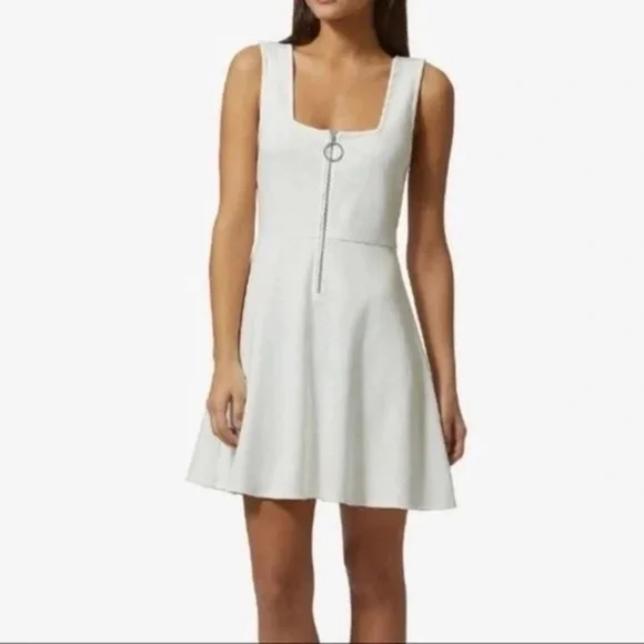 Avec Les Filles Zip-Front Fit & Flare Dress - White S Avec Les Filles Zip-Front Fit & Flare Dress - White S